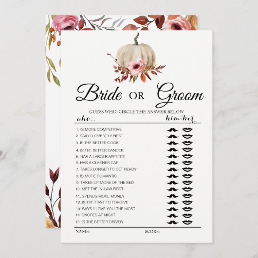 Blumenkürbisbräune oder Gräuel Einladung (Vorne/Hinten)