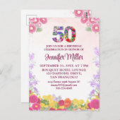 Blumenladen 50. Geburtstag, Elegant 50 Pastel Postkarte (Vorne/Hinten)