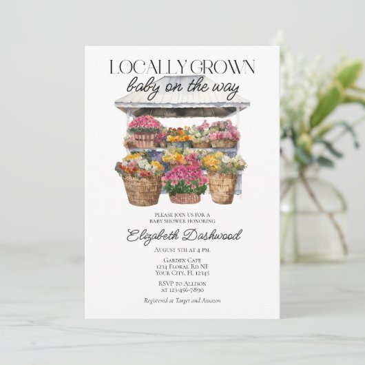 Blumenladen auf dem heimischen Markt Girl Baby Sho Einladung (Stehend Vorderseite)