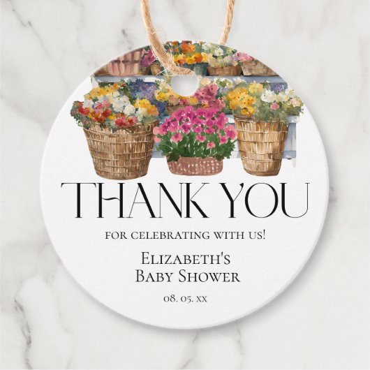 Blumenladen auf dem heimischen Markt Girl Baby Sho Geschenkanhänger (Vorderseite)