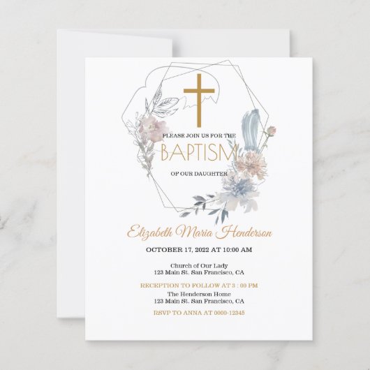 Blumenladen/BUDGET/Girl-Taufe Einladung. (Vorderseite)