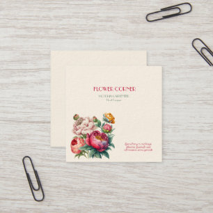 Blumenladen Pfingstrosen Quadratische Visitenkarte