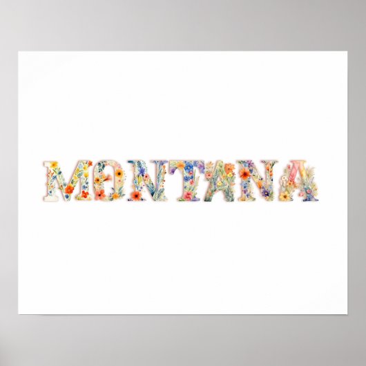 Blumenladen Schriftart Staat Art Print (Montana) Poster (Vorne)