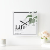 Blumenläden Weiß auf    Zitat aus weißem Leben  Quadratische Wanduhr (Zuhause)