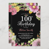 Blumenladen zum 100. Geburtstag Einladung (Vorne/Hinten)