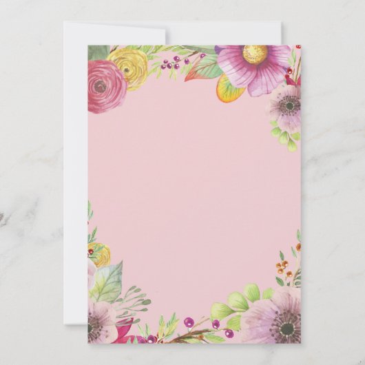 Blumenladen zum 18. Geburtstag Rosa Einladung (Rückseite)