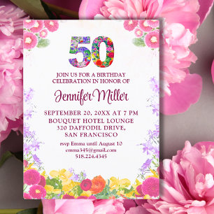 Blumenladen zum 50. Geburtstag, elegant 50 Jahre Postkarte