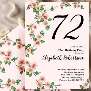 Blumenladen zum 72. Geburtstag in Rosa Einladung