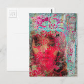 Blumenlady Mixed Media Collage Postkarte (Vorne/Hinten)