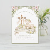 Blumenlamm mit Kreuz | Einladung zum Osterprogramm (Stehend Vorderseite)