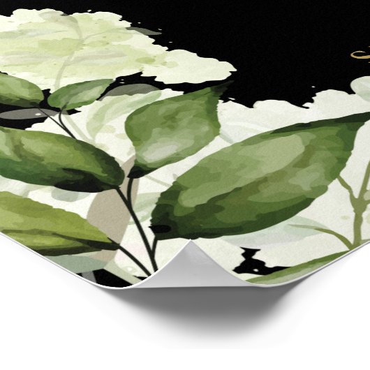 Blumenlampen Gold Schwarze Verlobung Begrüßungszei Poster (Ecke)