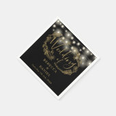 Blumenlampen, Schwarz und Gold Hochzeit Serviette (Ecke)