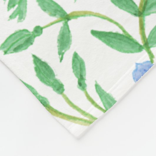 Blumenländliches blaues Periwinkelmuster Fleecedecke (Ecke)