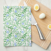 Blumenländliches blaues Periwinkelmuster Geschirrtuch (Viertel Falte)