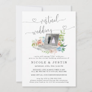 BlumenLaptop Einladung zur virtuellen Hochzeit