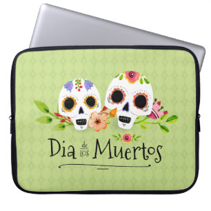 Blumenlaptop-Hülse zuckerskulls Dia de Muertos Laptopschutzhülle