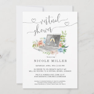 BlumenLaptop Virtual Bridal Shower Einladung