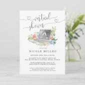 BlumenLaptop | Virtual Bridal Shower Einladung (Stehend Vorderseite)