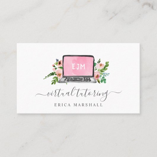 BlumenLaptop | Virtual Tutor | Fernlernen Visitenkarte (Vorderseite)