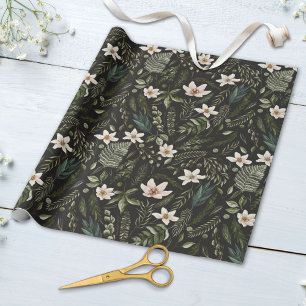 Blumenlaub Wasserfarbe Nahtloses Blumenmuster Geschenkpapier