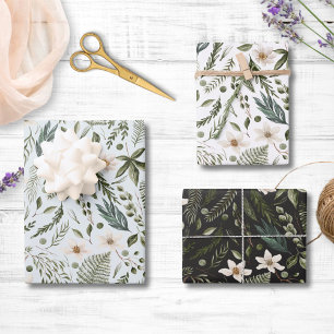 Blumenlaub Wasserfarbe Nahtloses Blumenmuster Geschenkpapier Set