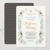 Blumenlaurel Taufe Einladung (Vorne/Hinten)