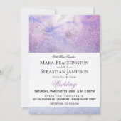 ~ Blumenlavender Blue Glitzer Elegante Hochzeit Einladung (Vorderseite)