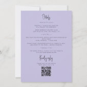 Blumenlavender Blue QR-Code in einer Hochzeit Einladung (Rückseite)