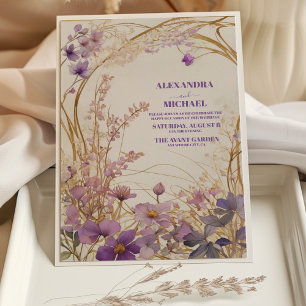 Blumenlavender lila Wasserfarbenhochzeit Einladung