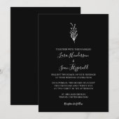 Blumenlavender Moderne Minimalistisch Black Einladung (Vorne/Hinten)