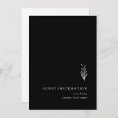 Blumenlavender Moderne Minimalistisch Schwarz/Weiß Begleitkarte (Vorne/Hinten)