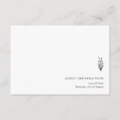 Blumenlavender Moderne Minimalistisch Schwarz/Weiß Begleitkarte (Vorderseite)