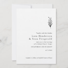 Blumenlavender Moderne Minimalistisch Schwarz/Weiß Einladung