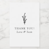 Blumenlavender Moderne Minimalistisch Schwarz/Weiß Lebensmitteletikett (Einzelnes Label)