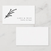 Blumenlavender Moderne Minimalistisch Schwarz/Weiß Platzkarte (Vorne/Hinten)