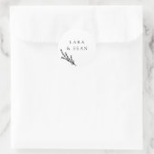 Blumenlavender Moderne Minimalistisch Schwarz/Weiß Runder Aufkleber (Tasche)