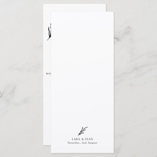 Blumenlavender Moderne Minimalistische Weiß und Sc Menükarte (Vorne/Hinten)