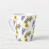 Blumenlavender und Sonnenblumenmuster Latte Tasse (Linke Ecke)