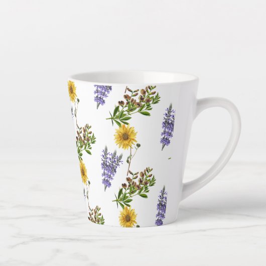 Blumenlavender und Sonnenblumenmuster Latte Tasse (Rechts)