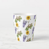 Blumenlavender und Sonnenblumenmuster Latte Tasse (Vorderseite)