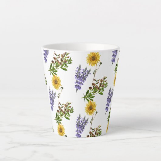 Blumenlavender und Sonnenblumenmuster Latte Tasse (Vorderseite)