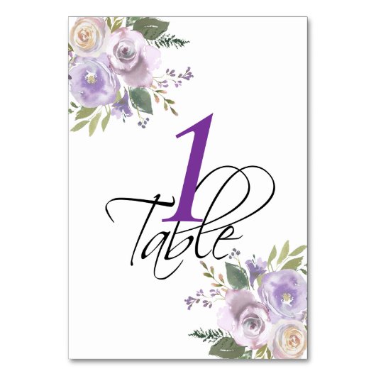 Blumenlavender Wedding Table Number Tischnummer (Rückseite)