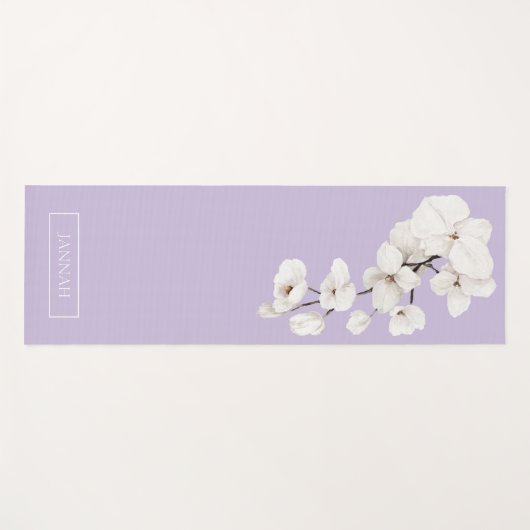 Blumenlavender White Orchids Namensübung Yogamatte (Vorderseite (Horizontal))