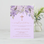 Blumenlavene Aquarellgoldbestätigung Rose Einladung (Stehend Vorderseite)