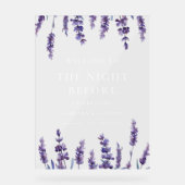 Blumenlavene Die Nacht vor dem Empfang Klar Acrylschild (Vorderseite)