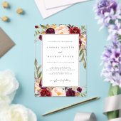 Blumenleaf Burgundy Green Modern Clear Wedding Acryleinladungen (In Situ (Hochzeit))