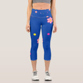 Blumenleggings mit Punkten bunt Capri Leggings (Vorderseite)