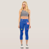 Blumenleggings mit Punkten bunt Capri Leggings (Vorderseite)