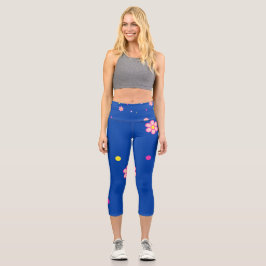 Blumenleggings mit Punkten bunt Capri Leggings