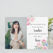 Blumenlehrer Foto-Wertschätzung von Schülern Karte (Stehend Vorderseite)